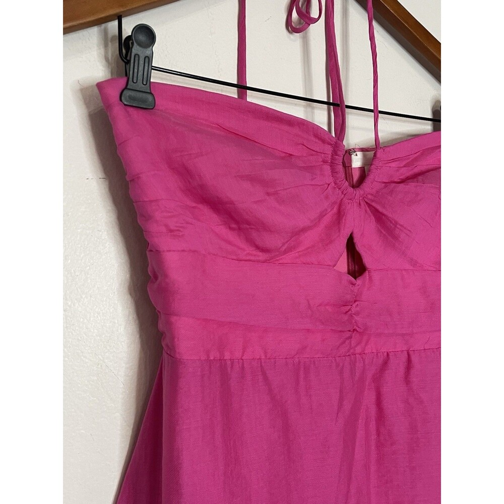 Amanda Uprichard REVOLVE Estrada Cerise Hot Pink Ruffle Midi Dress Medium - Picture 4 of 10